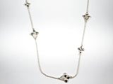 Beautiful Diamond Shape Shiny Metallic & Mother Of Pearl Design Charm Post Long Gold Tone Brass Necklace