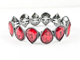 Fancy Red Pear Shaped Stones Stretch Fashion Bracelet
