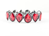 Fancy Red Pear Shaped Stones Stretch Fashion Bracelet