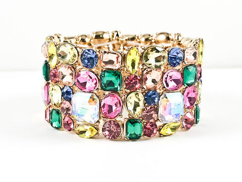 Fancy Sparkly Colorful Large Thick Stretch Fashion Bracelet
