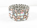 Fancy Unique Multi Row Shape Stones Stretch Fashion Bracelet