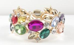 Fancy Elegant Large Multi Color Stone Stretch Bracelet