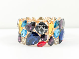 Fancy Multi Color & Shape Stones Stretch Fashion Bracelet