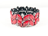 Fancy Unique Sharp Stylish Red Stones Stretch Fashion Bracelet