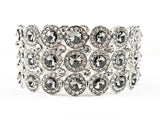 Fancy 3 Level Elegant Round Thick Grey Color Stones Fashion Bracelets