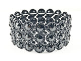 Fancy 3 Level Elegant Round Thick Black Color Stones Fashion Bracelets