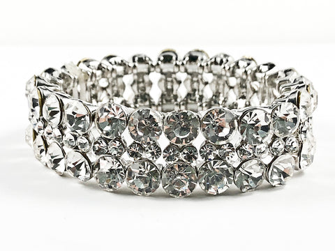 Fancy 3 Row Round Shape Crystal Fashion Bracelet