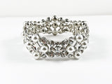 Fancy Unique Shape With Pearls & Crystals Stretch Fashion Bracelet