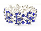 Fancy Unique Floral Pattern Blue Color Stones Fashion Bracelet