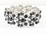 Fancy Unique Floral Pattern Navy Color Stones Fashion Bracelet