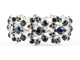 Fancy Unique Floral Pattern Navy Color Stones Fashion Bracelet