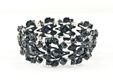 Fancy Unique Floral Pattern Black Color Stones Fashion Bracelet