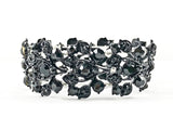 Fancy Unique Floral Pattern Black Color Stones Fashion Bracelet