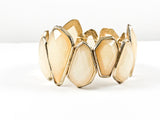 Modern Unique Large Gem Stone Cut Design Beige Stretch Fashion Bracelet