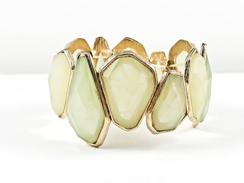 Modern Unique Large Gem Stone Cut Design Mint Stretch Fashion Bracelet