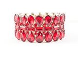 Fancy Stylish Red Big Stone 3 Level Design Stretch Fashion Bracelet