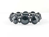 Fancy Elegant Round Shape All Black Stretch Fashion Bracelet