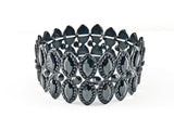 Fancy Elegant Marquise Shape Design Pattern All black Stretch Fashion Bracelet