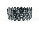 Fancy Elegant Marquise Shape Design Pattern All black Stretch Fashion Bracelet