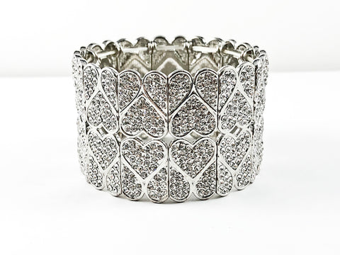Fancy Large Wide Cute Heart Design Fashion Stretch Bracelet