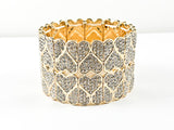 Fancy Large Wide Cute Heart Design Gold Tone Fashion Stretch Bracelet