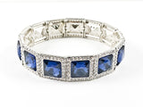 Fancy Elegant Square Sapphire Color Stretch Fashion Bracelet