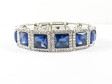 Fancy Elegant Square Sapphire Color Stretch Fashion Bracelet