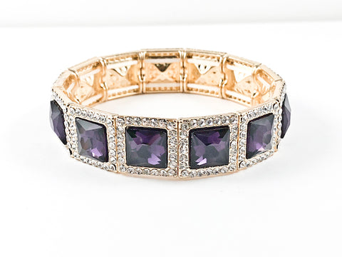 Fancy Elegant Square Shape Purple Stretch Fashion Bracelet