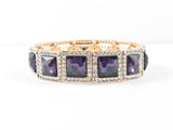 Fancy Elegant Square Shape Purple Stretch Fashion Bracelet