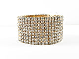 Fancy Elegant Wide Multi Row Gold Tone Fashion Bracelet