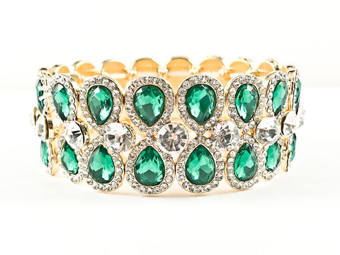 Classic Fancy Green Emerald Pear Shaped Fashion Bracelet