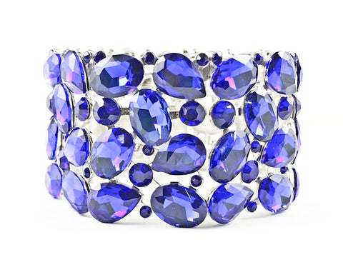 Fancy Bold Royal Blue Multi Stone Fashion Bracelet