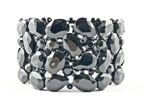 Fancy Bold Multi Black Stone Fashion Bracelet