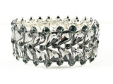 Fancy Beautiful Sharp Pattern With Grey Crystals Thick Fashion Bracelet