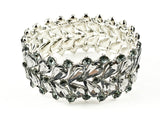 Fancy Beautiful Sharp Pattern With Grey Crystals Thick Fashion Bracelet