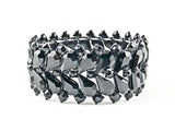 Fancy Sharp Geometric Pattern Black Color Crystal Stretch Fashion Bracelet