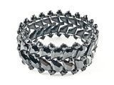 Fancy Sharp Geometric Pattern Black Color Crystal Stretch Fashion Bracelet
