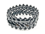 Fancy Sharp Geometric Pattern Black Color Crystal Stretch Fashion Bracelet