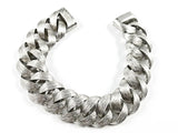 Nice Large Thick Chain Link Brushed Textured Magnetic Brass Bracelet