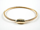Modern Thin Wire Texture Gold Tone Magnetic Brass Bracelet
