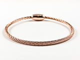 Modern Thin Wire Texture Pink Gold Tone Magnetic Brass Bracelet