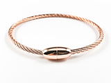 Modern Thin Wire Texture Pink Gold Tone Magnetic Brass Bracelet