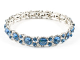 Stylish Thin Simple Round Shape Blue Color Crystals Pattern Stretch Fashion Bracelet