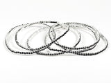Nice 6 Piece Single Row Black Crystal Stretch Fashion Bracelet