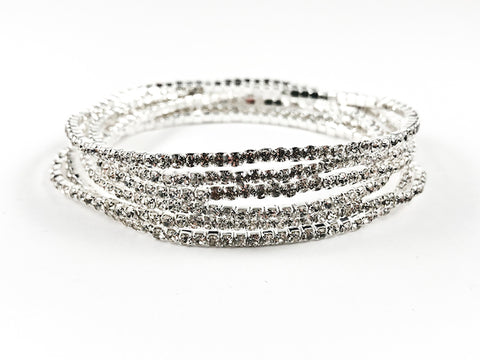 Nice 6 Piece Single Row Crystal Stretch Fashion Bracelet