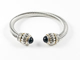 Elegant Casual Black Onyx Cable Brass Bangle