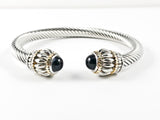 Elegant Casual Black Onyx Cable Brass Bangle