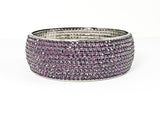 Fancy Large Thick Wide Multi Row Purple Crystals Fashion Bangle