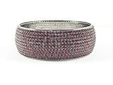 Fancy Large Thick Wide Multi Row Red Crystals Fashion Bangle
