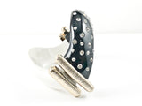Unique Fun Large Irregular Shape Black & White Design Fashion Bangle Bracelet